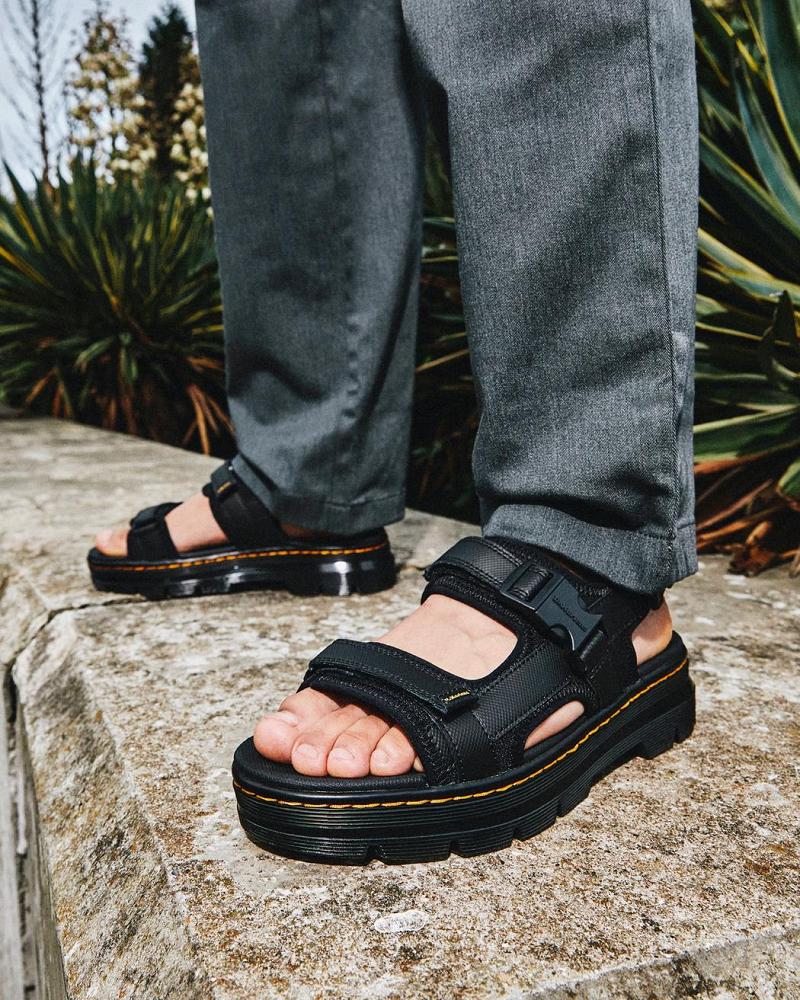 Men's Dr Martens Forster Webbing Strap Sandals Black | AU 637MQZ